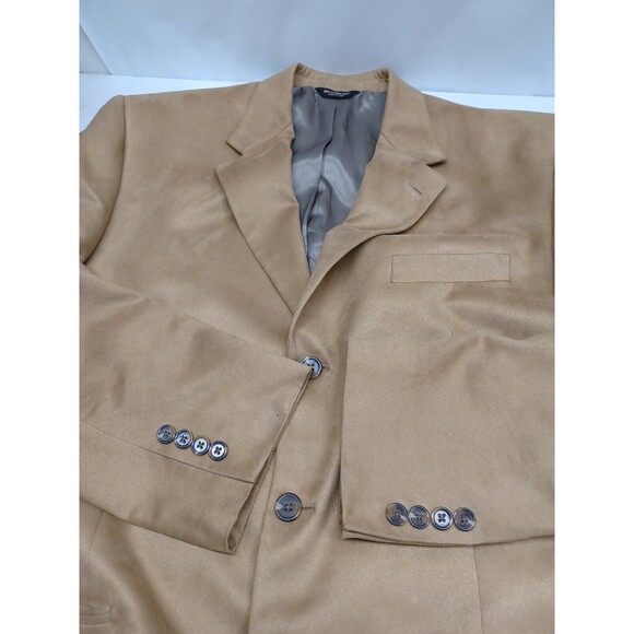 CHAPS Men's Faux Suede Blazer Jacket Sport Coat Camel Tan Ralph Lauren 42L - Picture 5 of 10